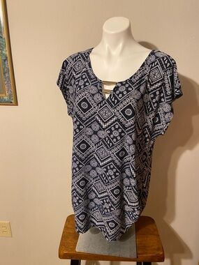 Siren Lily Navy & White Printed Maternity Top